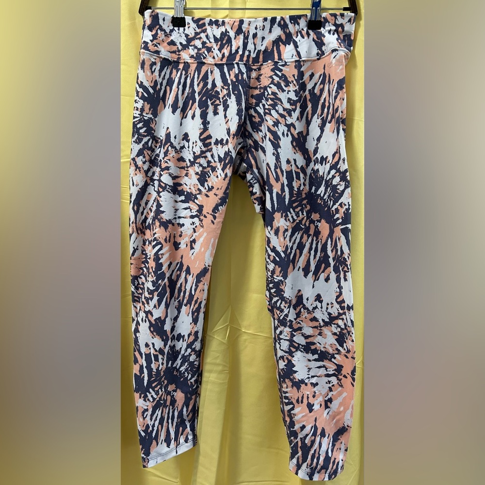 NWT Calvin Klein Abstract Pattern Leggings in Blue, Cream, and Pink